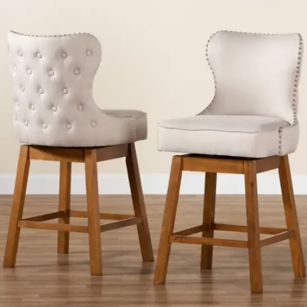 Bar Stools & Counter Height Stools-Kirkland's Home Tufted Back Swivel Counter Stools, Set Of 2 Ivory