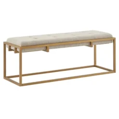 Benches & Ottomans-Kirkland's Home Tufted Bronze Metal Bench Tan