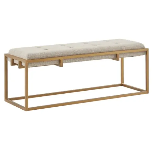 Benches & Ottomans-Kirkland's Home Tufted Bronze Metal Bench Tan