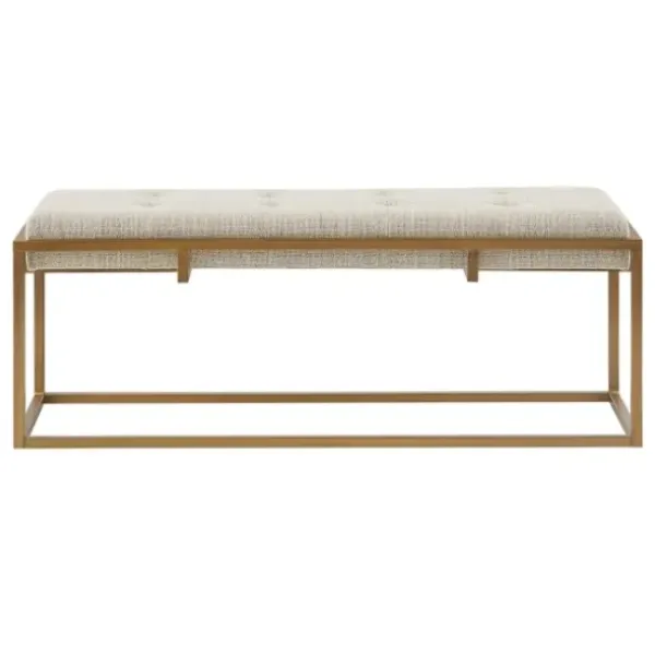 Benches & Ottomans-Kirkland's Home Tufted Bronze Metal Bench Tan