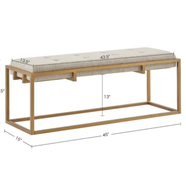 Benches & Ottomans-Kirkland's Home Tufted Bronze Metal Bench Tan