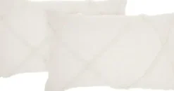 Pillows-Kirkland's Home Tufted Diamond Lumbar Pillows, Set Of 2 White