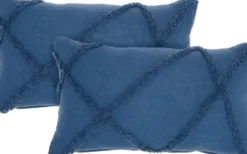 Pillows-Kirkland's Home Tufted Diamond Lumbar Pillows, Set Of 2 Blue