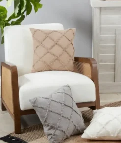 Pillows-Kirkland's Home Tufted Diamond Pillow Cover Gray