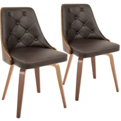 Dining Chairs-Kirkland's Home Tufted Faux Leather Dining Chairs, Set Of 2 Brown