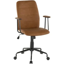 Office Furniture-Kirkland's Home Tufted Faux Leather Office Chair Brown