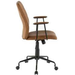 Office Furniture-Kirkland's Home Tufted Faux Leather Office Chair Brown