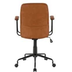 Office Furniture-Kirkland's Home Tufted Faux Leather Office Chair Brown