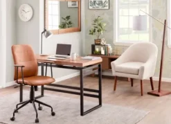 Office Furniture-Kirkland's Home Tufted Faux Leather Office Chair Brown