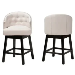 Bar Stools & Counter Height Stools-Kirkland's Home Tufted Seat Swivel Counter Stools, Set Of 2 Ivory