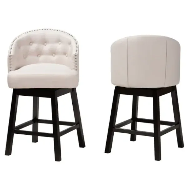 Bar Stools & Counter Height Stools-Kirkland's Home Tufted Seat Swivel Counter Stools, Set Of 2 Ivory