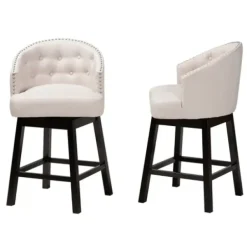 Bar Stools & Counter Height Stools-Kirkland's Home Tufted Seat Swivel Counter Stools, Set Of 2 Ivory