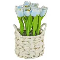 Arrangements & Greenery-Kirkland's Home Tulip Arrangement In Basket Blue