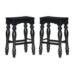 Bar Stools & Counter Height Stools-Kirkland's Home Turned Legs Island Stools, Set Of 2 Black