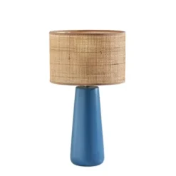 Table Lamps-Kirkland's Home Turquoise Ceramic & Rat Shade Table Lamp Tan