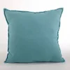 Pillows-Kirkland's Home Turquoise Fringed Edge Pillow Blue