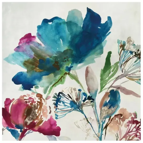 Canvas Art-Kirkland's Home Turquoise On Watercolor Giclee Canvas Art Print White/Pink/Blue/Green
