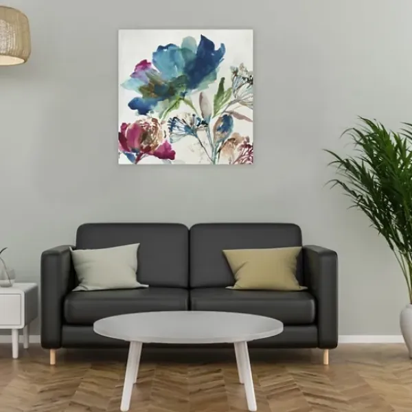 Canvas Art-Kirkland's Home Turquoise On Watercolor Giclee Canvas Art Print White/Pink/Blue/Green