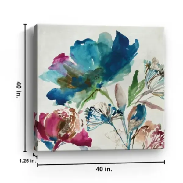 Canvas Art-Kirkland's Home Turquoise On Watercolor Giclee Canvas Art Print White/Pink/Blue/Green