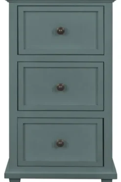 Accent & End Tables-Kirkland's Home Turquoise Slim Wooden 3-Drawer Side Table Green