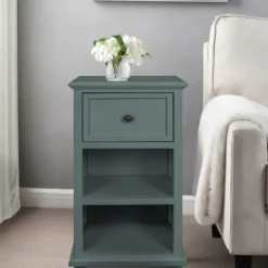 Accent & End Tables-Kirkland's Home Turquoise Slim Wooden 2-Shelf Side Table Green