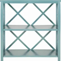 Bookshelves-Kirkland's Home Turquoise Trellis Pine Wood Bookshelf Blue