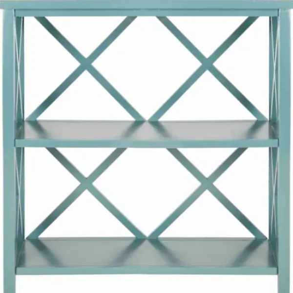 Bookshelves-Kirkland's Home Turquoise Trellis Pine Wood Bookshelf Blue