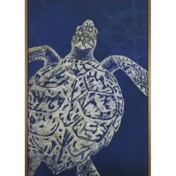 Framed Art-Kirkland's Home Turtle Sea Creature Framed Art Print Blue/White