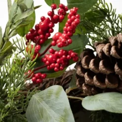 Wreaths-Kirkland's Home Twigs And Winter Foliage Pine Berry Wreath Green/Red/Brown