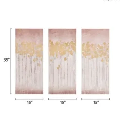 Canvas Art-Kirkland's Home Twilight Forest Canvas Art Prints, Set Of 3 Red/Gold/White
