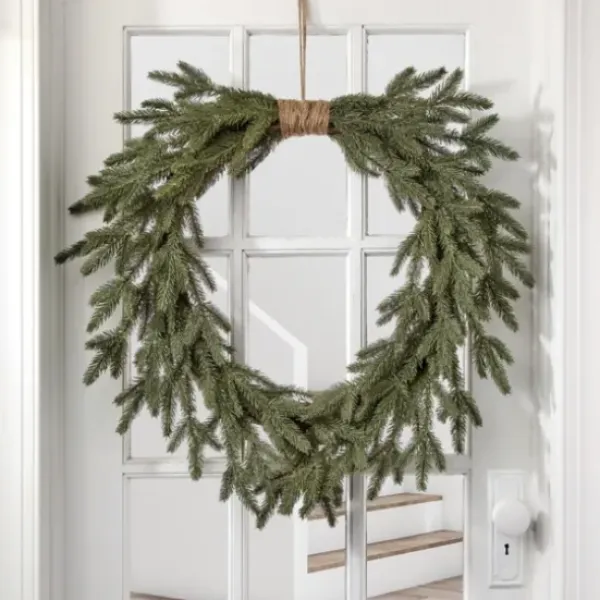 Wreaths-Kirkland's Home Twine Bound Fir Branch Wreath Green