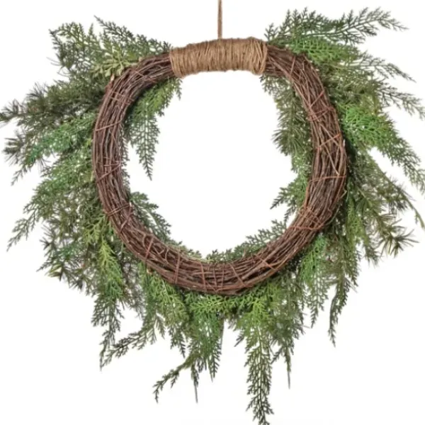 Wreaths-Kirkland's Home Twine Bound Fir Branch Wreath Green