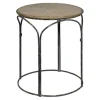 Accent & End Tables-Kirkland's Home Twisted Metal Leg Rattan Top Accent Table Black/Tan