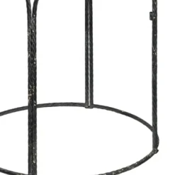 Accent & End Tables-Kirkland's Home Twisted Metal Leg Rattan Top Accent Table Black/Tan