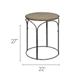 Accent & End Tables-Kirkland's Home Twisted Metal Leg Rattan Top Accent Table Black/Tan