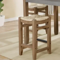 Bar Stools & Counter Height Stools-Kirkland's Home Twisted Seagrass And Wood Counter Stool Tan