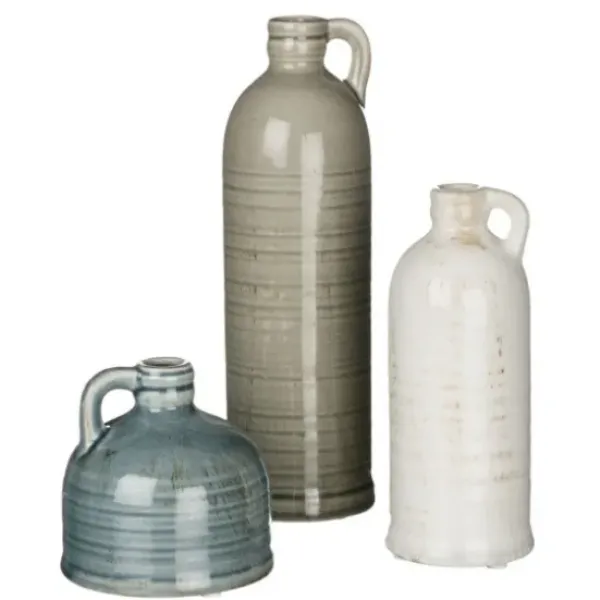 Vases-Kirkland's Home Two Tone Stoneware Vase, 19 In. Ivory/Tan