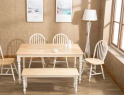 Dining Tables-Kirkland's Home Two Toned Wood Farmhouse Dining Table Tan/White