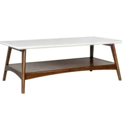 Coffee Tables-Kirkland's Home Two-Tone Ava Mid-Century Modern Coffee Table White