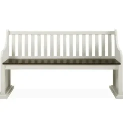 Entryway Furniture-Kirkland's Home Two-Tone Dark Oak And Ivory High Back Wooden Bench White