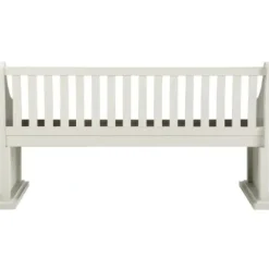 Entryway Furniture-Kirkland's Home Two-Tone Dark Oak And Ivory High Back Wooden Bench White