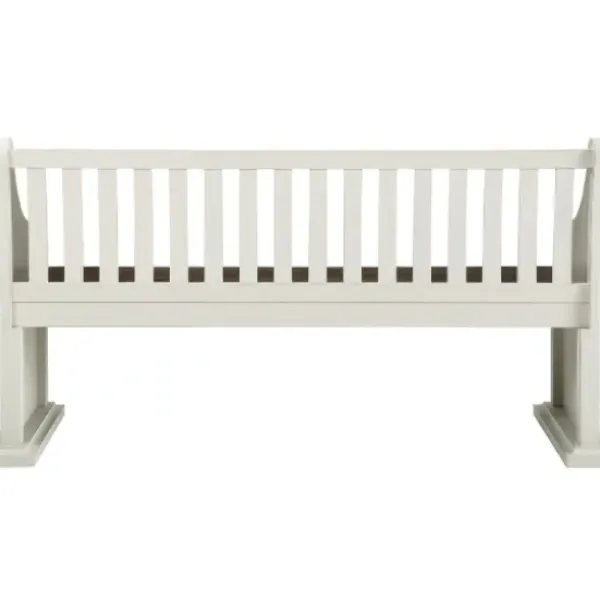 Entryway Furniture-Kirkland's Home Two-Tone Dark Oak And Ivory High Back Wooden Bench White