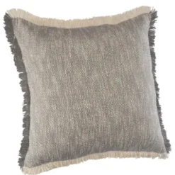 Pillows-Kirkland's Home Two-Tone Gray Woven Accent Pillow Gray/White