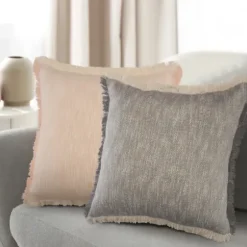 Pillows-Kirkland's Home Two-Tone Gray Woven Accent Pillow Gray/White