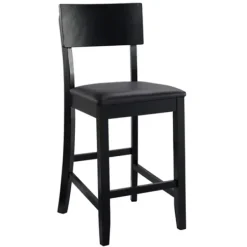Bar Stools & Counter Height Stools-Kirkland's Home Tyler Vinyl Seat Counter Stool Black