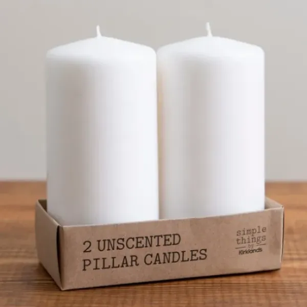 Candles-Kirkland's Home Unscented Pillar Candles, Set Of 2 White