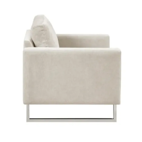 Accent Chairs-Kirkland's Home Upholstered And Chrome Accent Chair Ivory