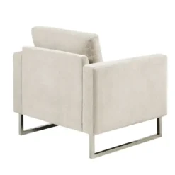 Accent Chairs-Kirkland's Home Upholstered And Chrome Accent Chair Ivory