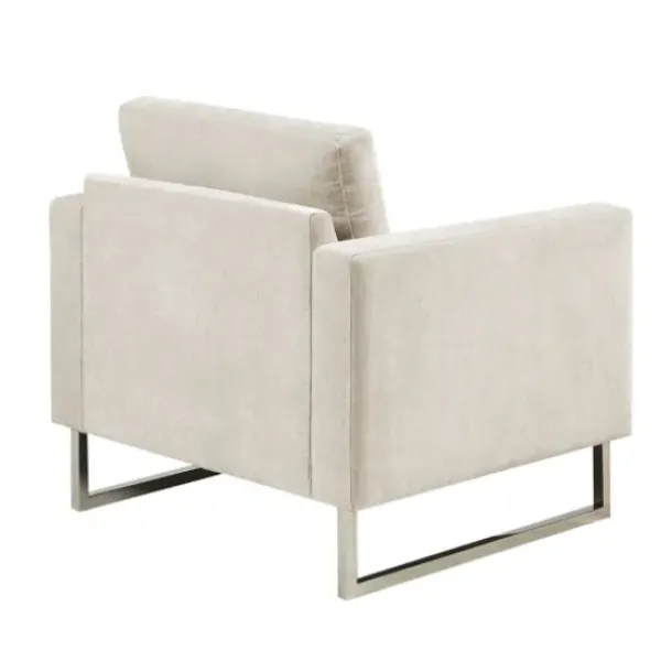 Accent Chairs-Kirkland's Home Upholstered And Chrome Accent Chair Ivory