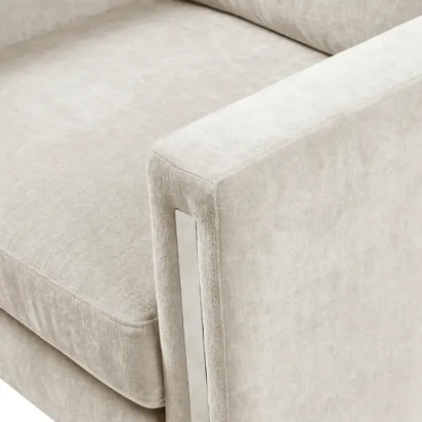 Accent Chairs-Kirkland's Home Upholstered And Chrome Accent Chair Ivory